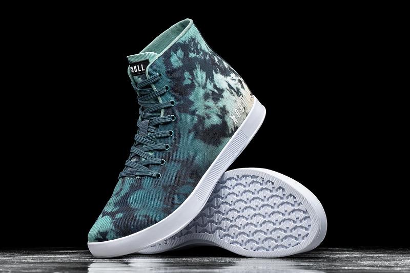 Turquoise Nobull High-Top Teal Tie-Dye Canvas Men's Trainers | CA G1413S